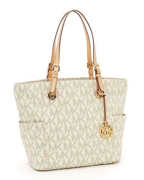 michael kors jet set vanilla signature tote bag|Michael Kors large open tote.